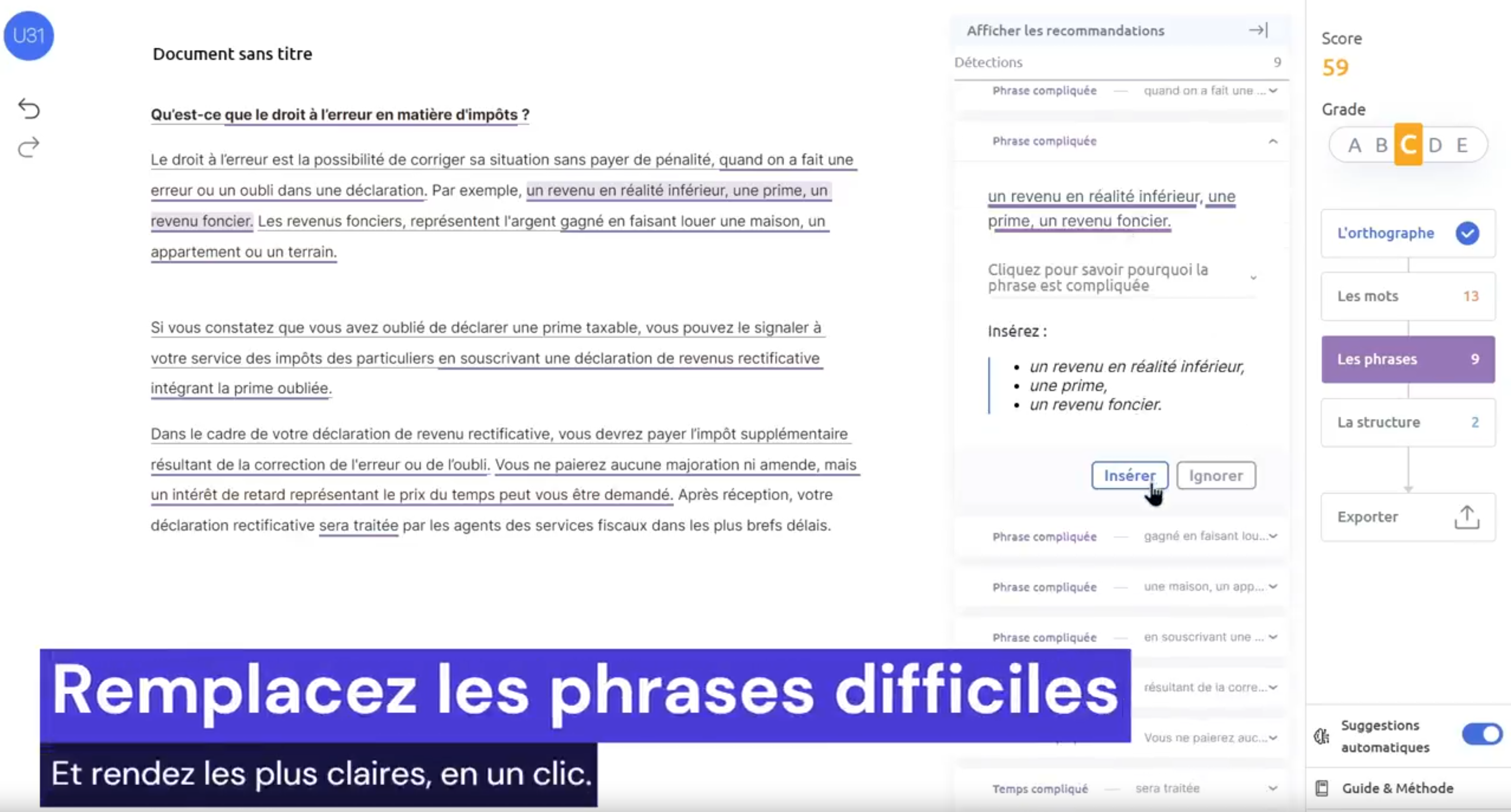 Simplification automatique de texte